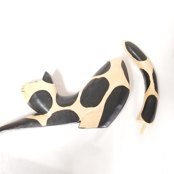 Vintage Black and Brown Wooden Stretching Cat Sculpture Figurine - Picture 9 of 10